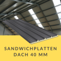 Sandwich-Dachpaneel 40 mm, PU-Kern, 5-Sicken-Profil, Nutzbreite 1.000 mm, RAL 7016 (Anthrazit) und RAL 9006 (Silber), U-Wert ca. 0,55 W/m²K – ideal für Garagen, Carports und Nebengebäude