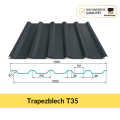 Trapezblech T35 mit 35 mm Profilhöhe, 1050 mm Deckbreite und 0,5 mm Stahlstärke