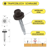 Selbstbohrende Schrauben 4,8x35 mm für Holz mit EPDM-Dichtung