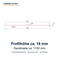 Querschnitt Trapezblech T18 – Profilhöhe ca. 18 mm, Fassadenblech auf Maß