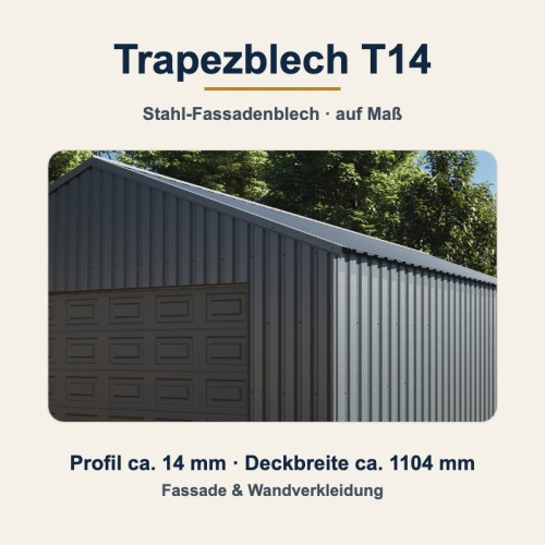 Trapezblech T14 – Stahl-Fassadenblech, Profilansicht für Fassade und Wand