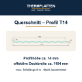 Querschnitt Trapezblech T14 – Profilhöhe ca. 14 mm, effektive Deckbreite ca. 1104 mm