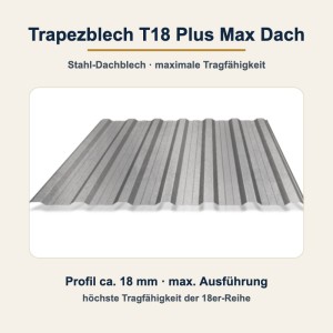 Trapezblech T18 Plus Max Dach – Stahl-Dachblech, maximale Tragfähigkeit, auf Maß