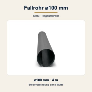 Fallrohr ø100 mm / 4 m – Stahl-Fallrohr für Industrie-Dachrinnen
