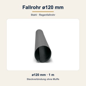 Fallrohr ø120 mm / 1 m – Stahl-Fallrohr für Industrie-Dachrinnen