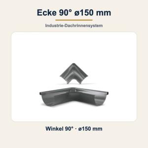 Ecke 90° ø150 mm – Rinnenwinkel (Innen- & Außenecke)