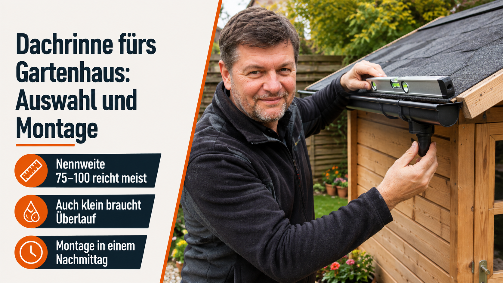 Dachrinne fürs Gartenhaus: Auswahl und Montage