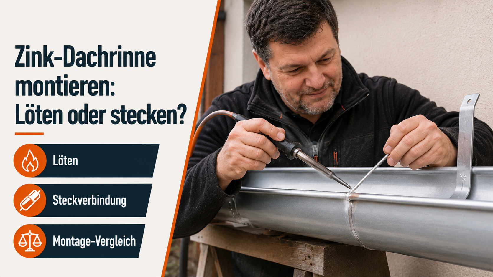 Zink-Dachrinne montieren: Löten oder stecken?
