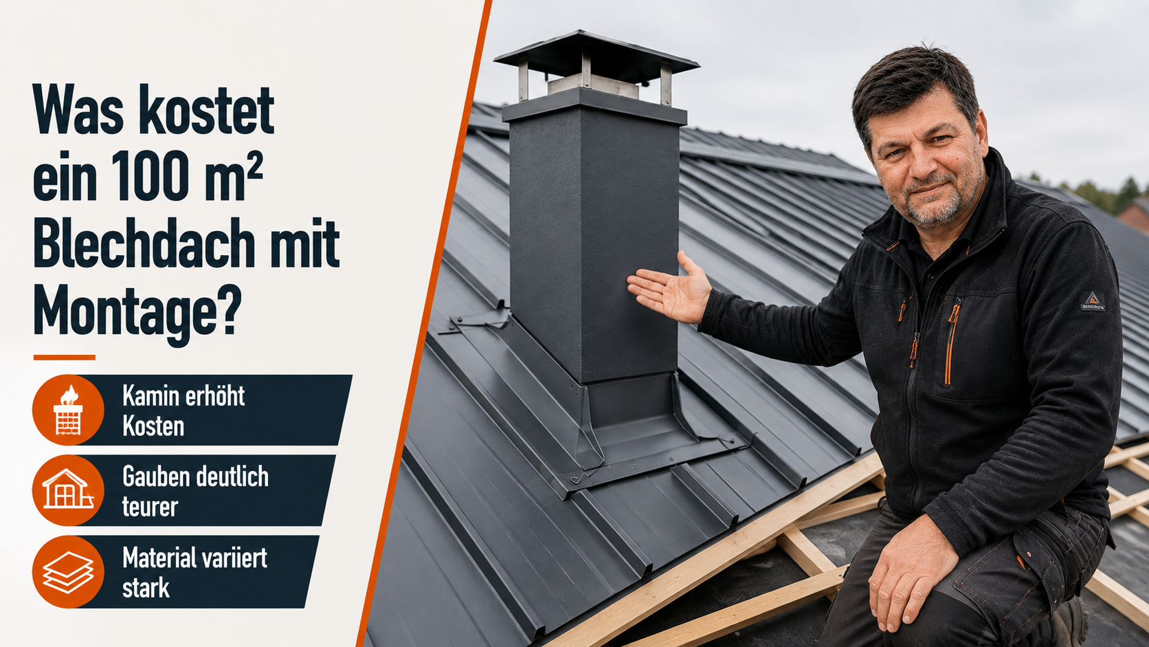 Was kostet ein 100 m² Blechdach mit Montage?