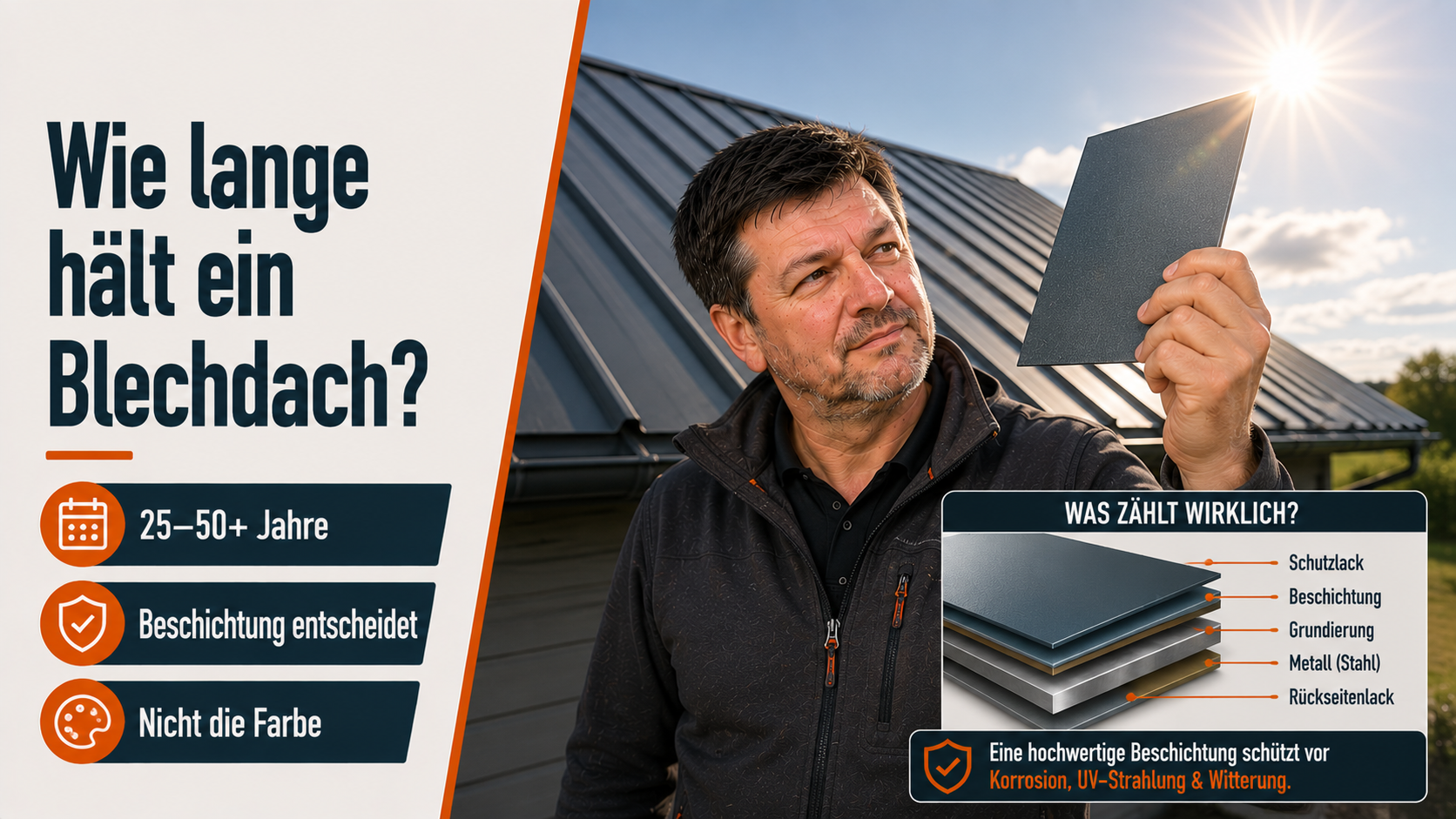 Wie lange hält ein Blechdach? Lebensdauer nach Material