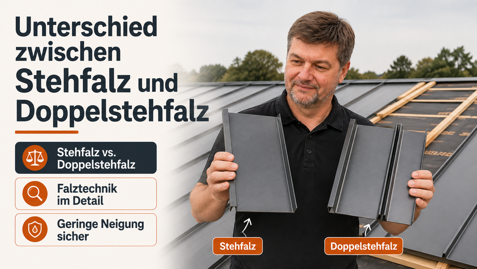 Unterschied zwischen Stehfalz und Doppelstehfalz