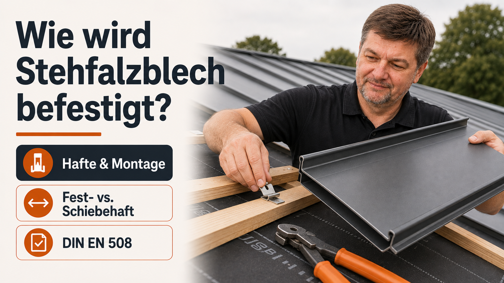 Wie wird Stehfalzblech befestigt? Hafte und Montage