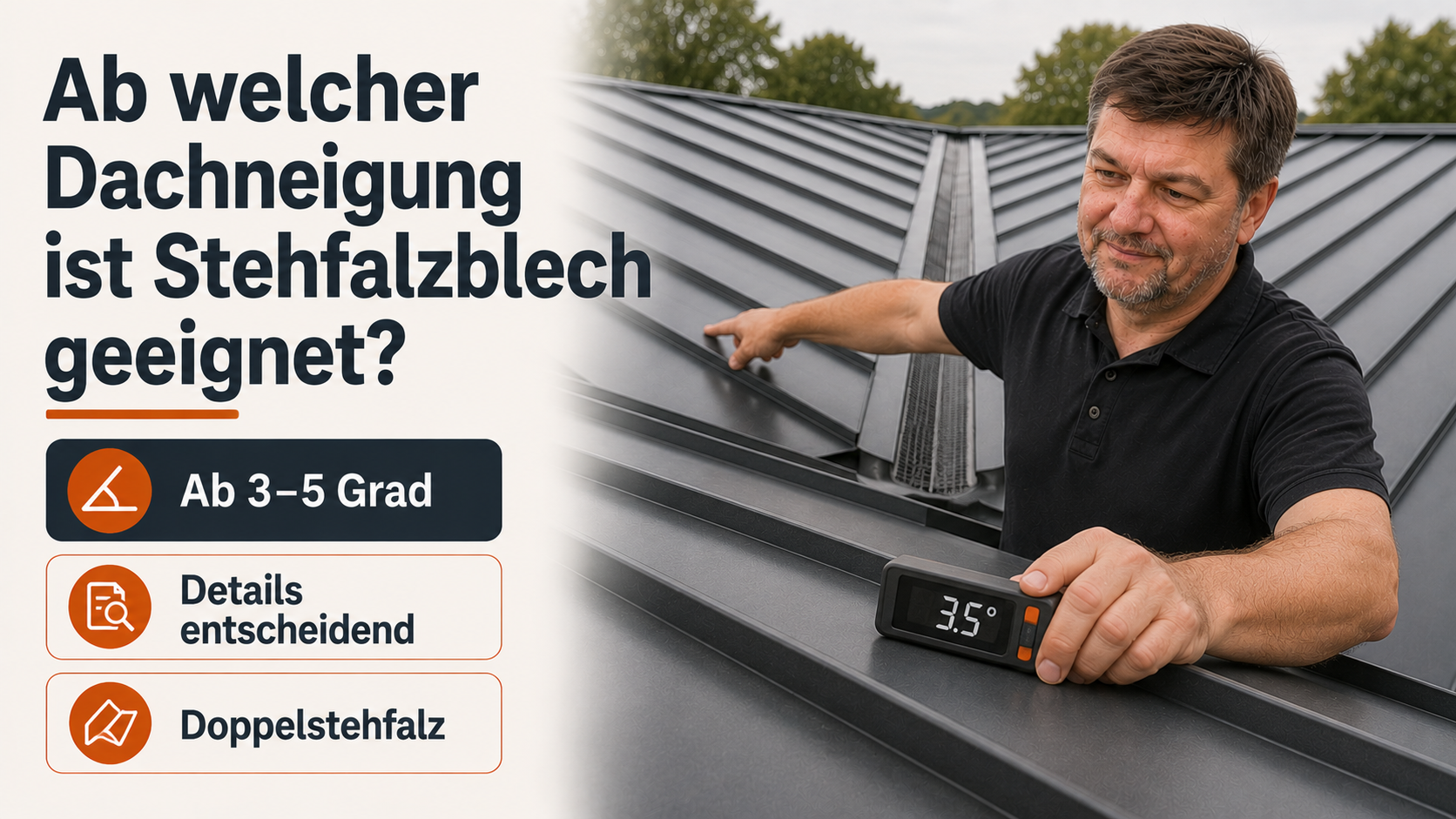 Ab welcher Dachneigung ist Stehfalzblech geeignet?