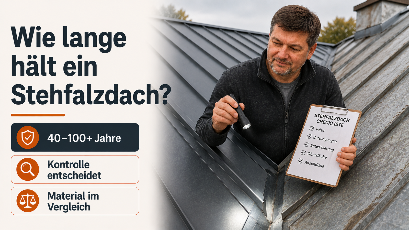 Wie lange hält ein Stehfalzdach?