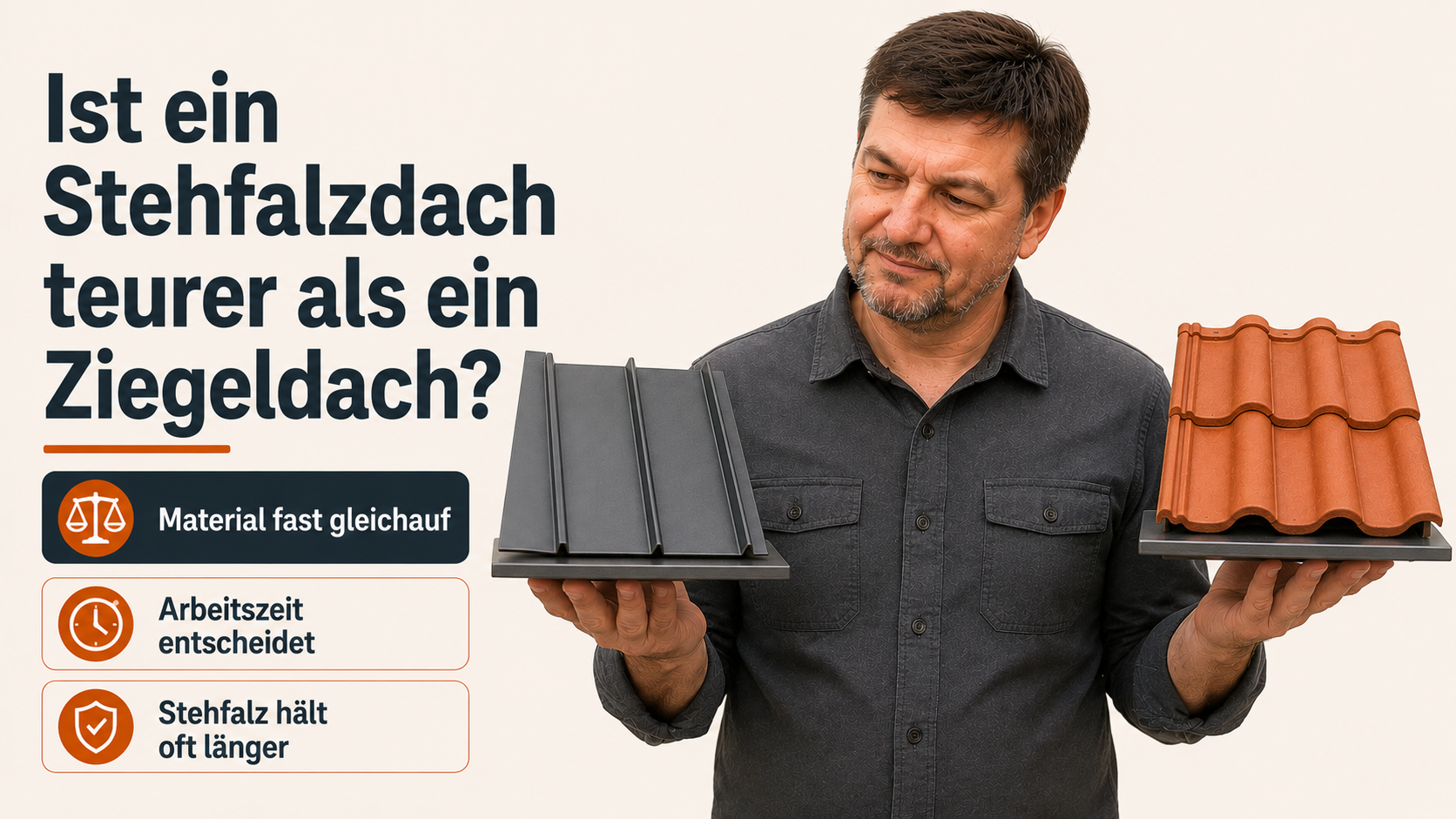 Ist ein Stehfalzdach teurer als ein Ziegeldach?