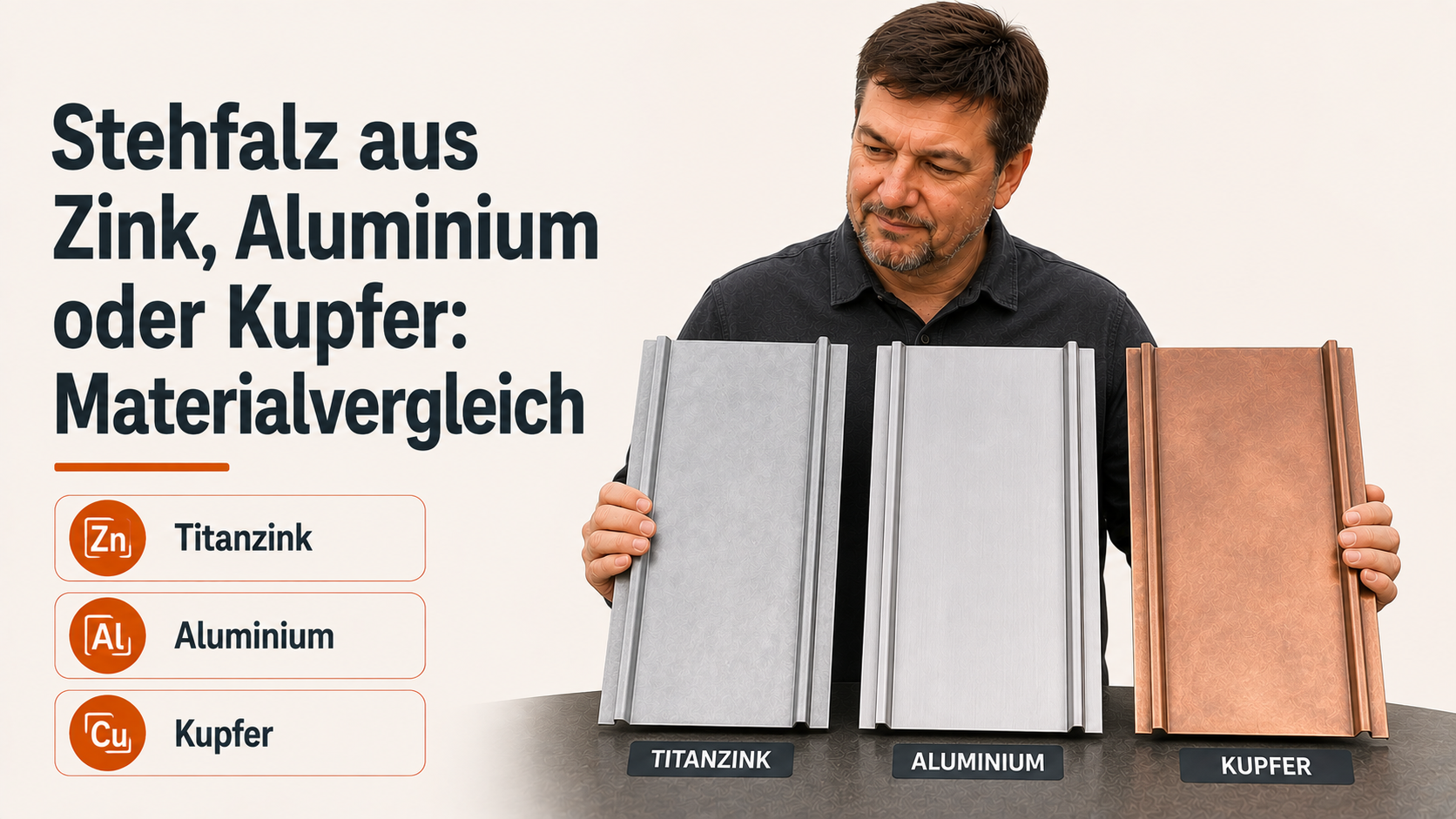 Stehfalz aus Zink, Aluminium oder Kupfer: Materialvergleich