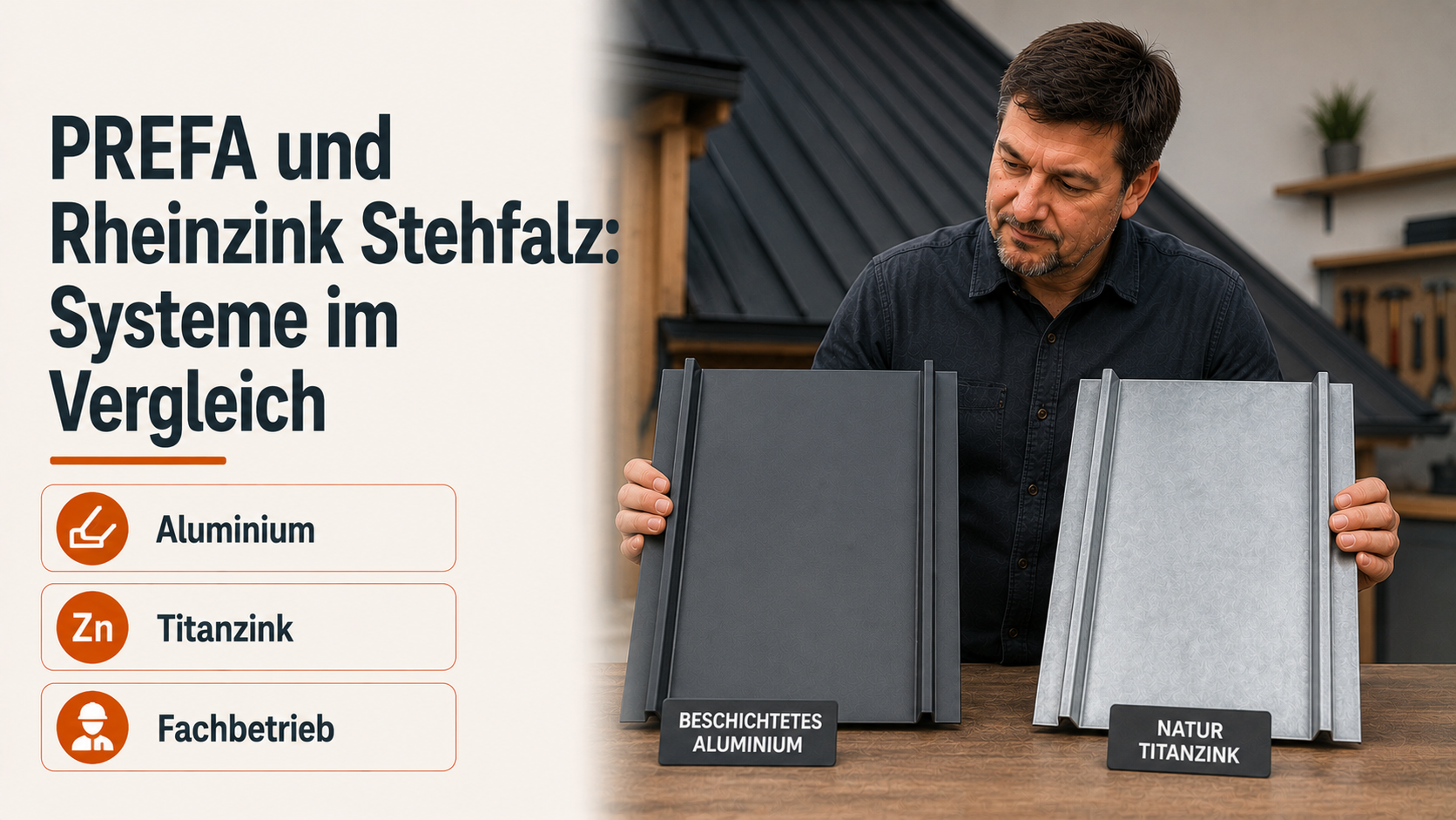 PREFA und Rheinzink Stehfalz: Systeme im Vergleich