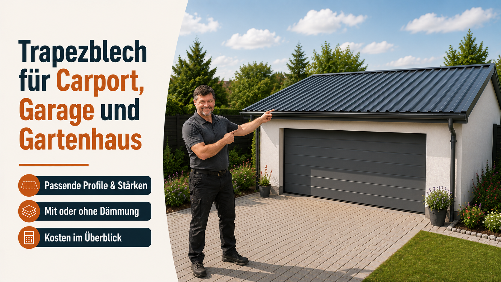 Trapezblech für Carport, Garage und Gartenhaus