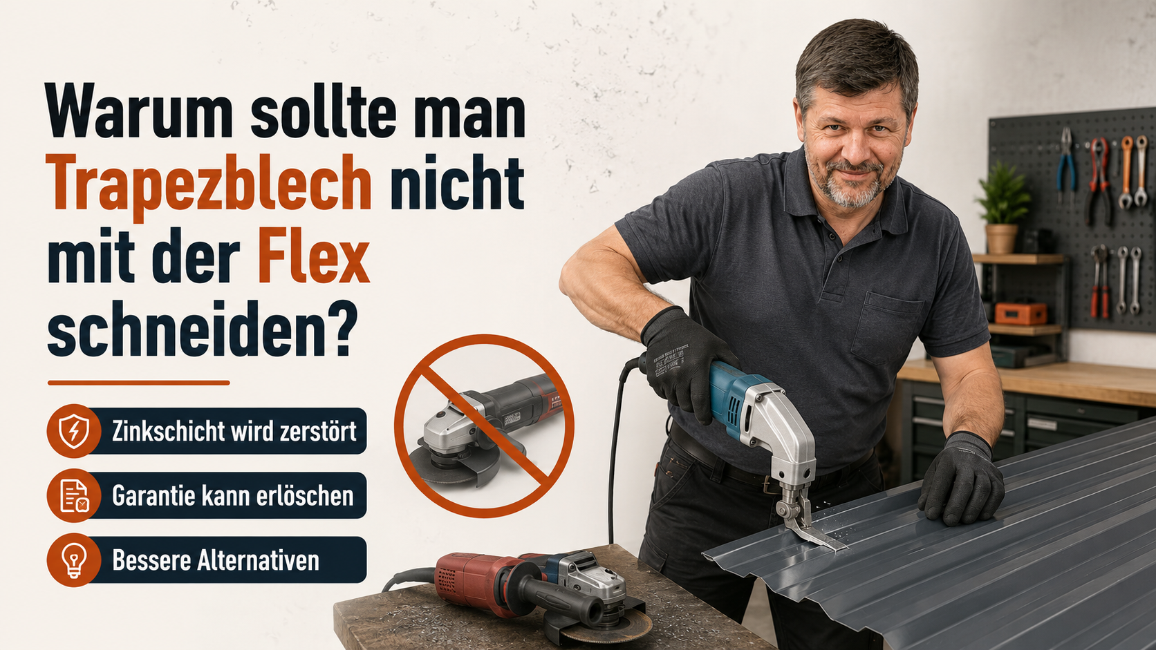 Warum sollte man Trapezblech nicht mit der Flex schneiden?