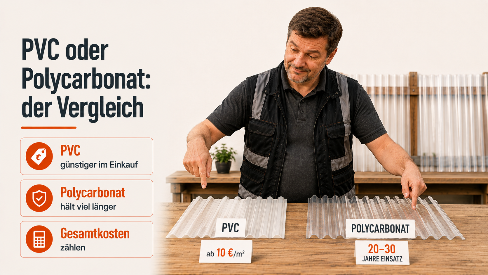 PVC oder Polycarbonat Lichtplatten: der Vergleich