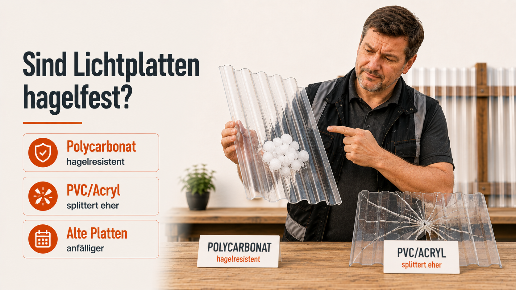Sind Lichtplatten hagelfest?