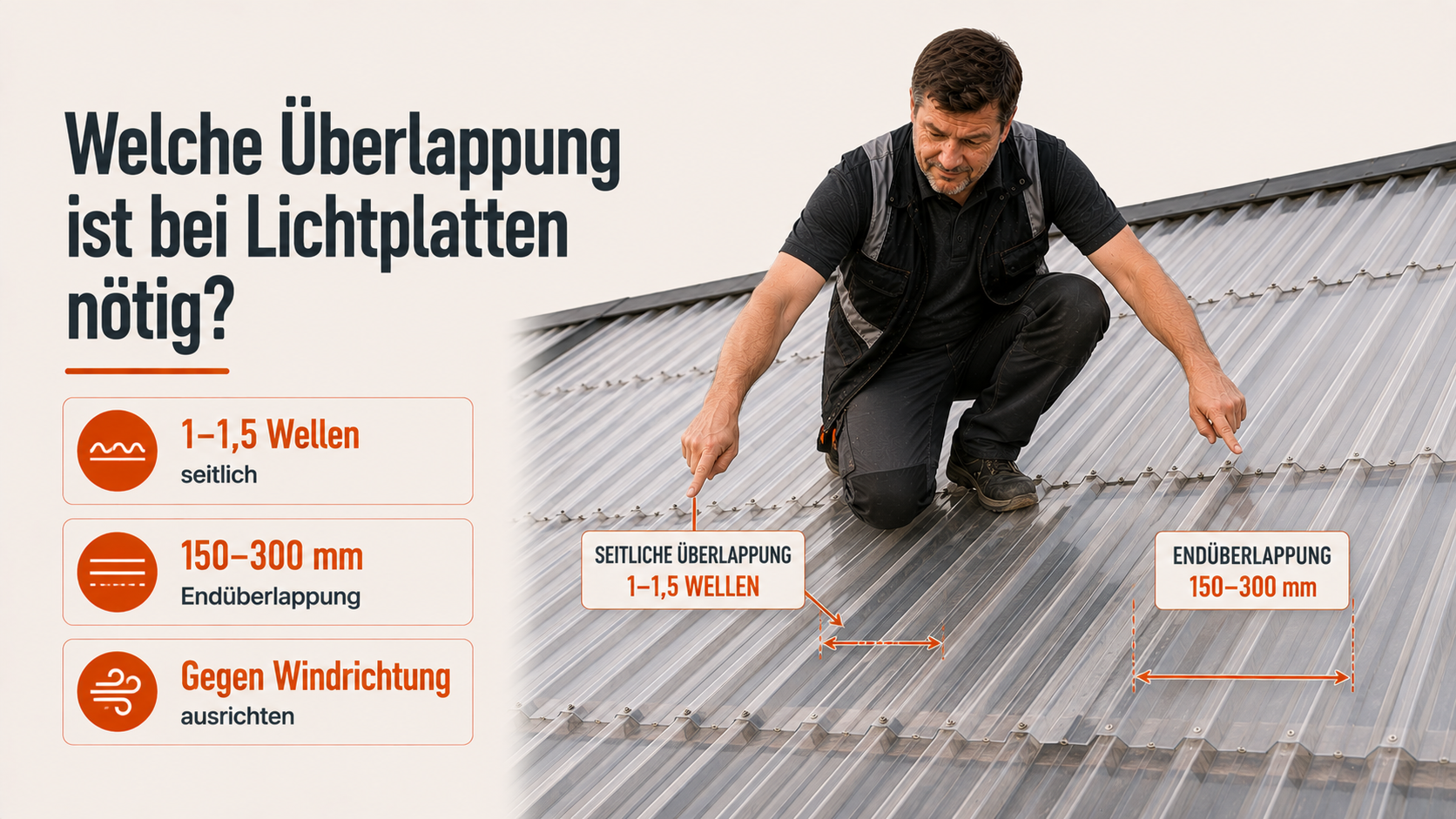 Welche Überlappung ist bei Lichtplatten erforderlich?
