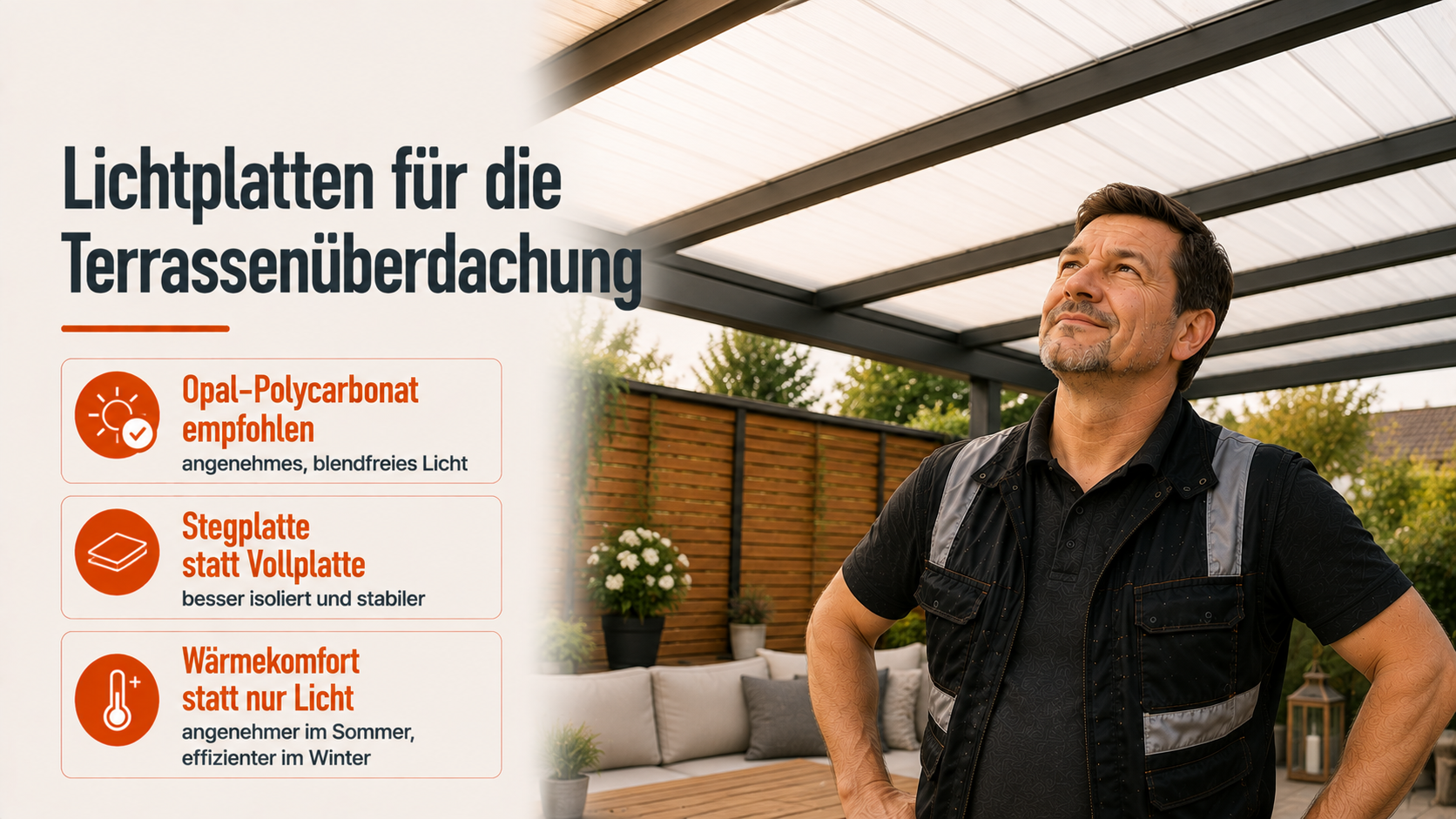 Lichtplatten für die Terrassenüberdachung: welches Material?