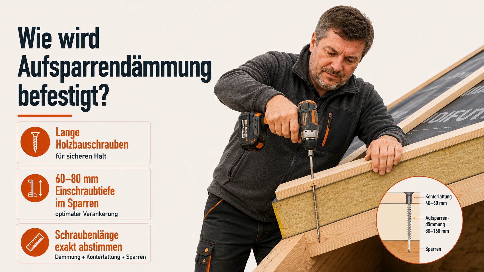 Wie wird Aufsparrendämmung befestigt?