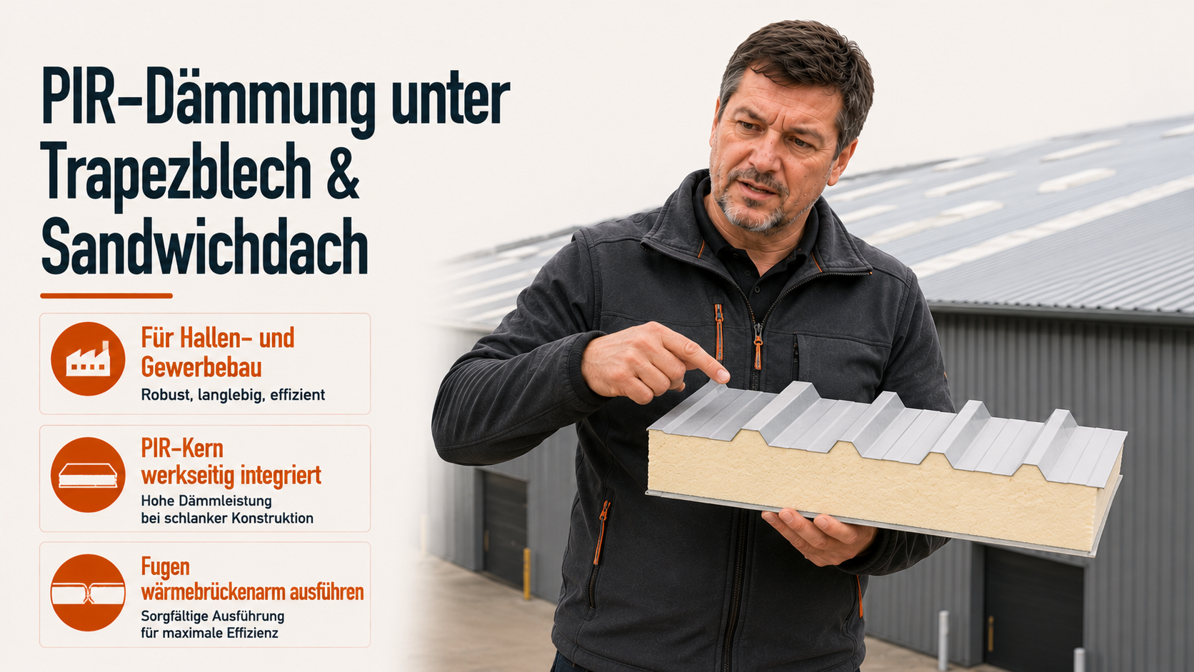 PIR-Dämmung unter Trapezblech und Sandwichdach kombinieren