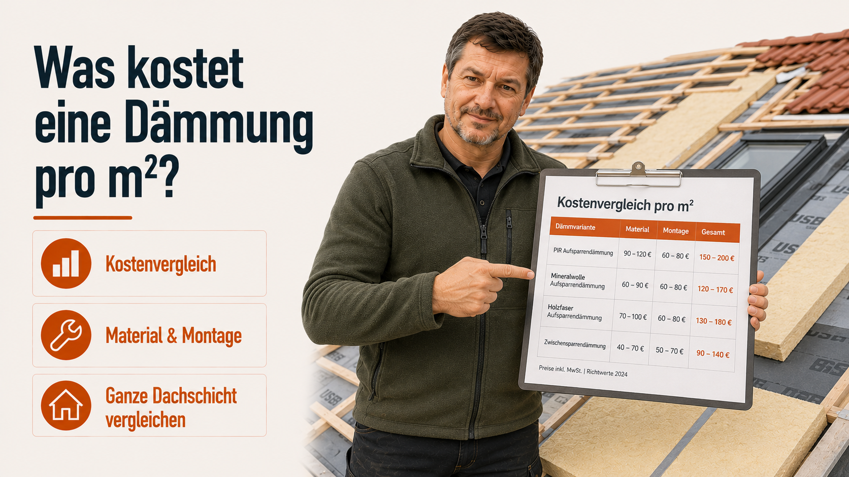 Was kostet eine Dämmung pro m²? Dach dämmen im Kostenvergleich