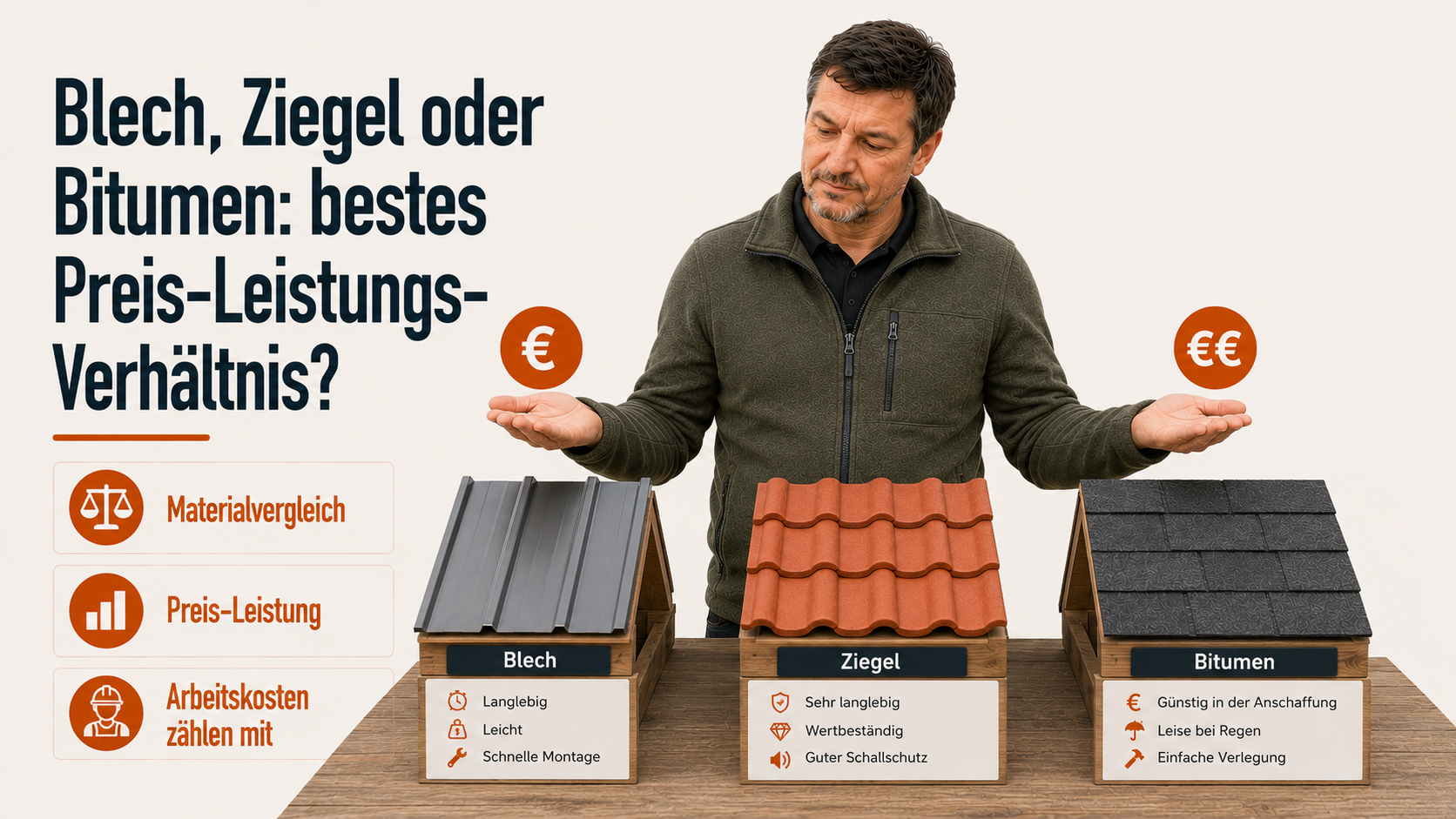 Blech, Ziegel oder Bitumen: bestes Preis-Leistungs-Verhältnis?