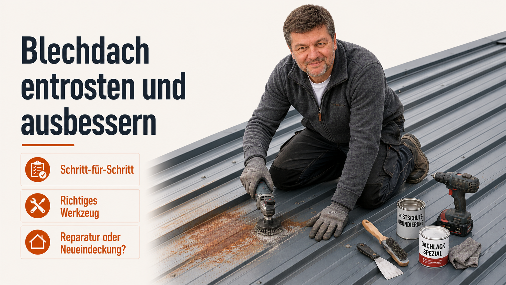 Blechdach entrosten und ausbessern: Anleitung