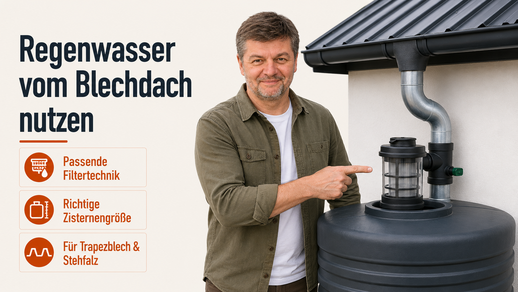 Regenwasser vom Blechdach nutzen: Zisterne und Filter