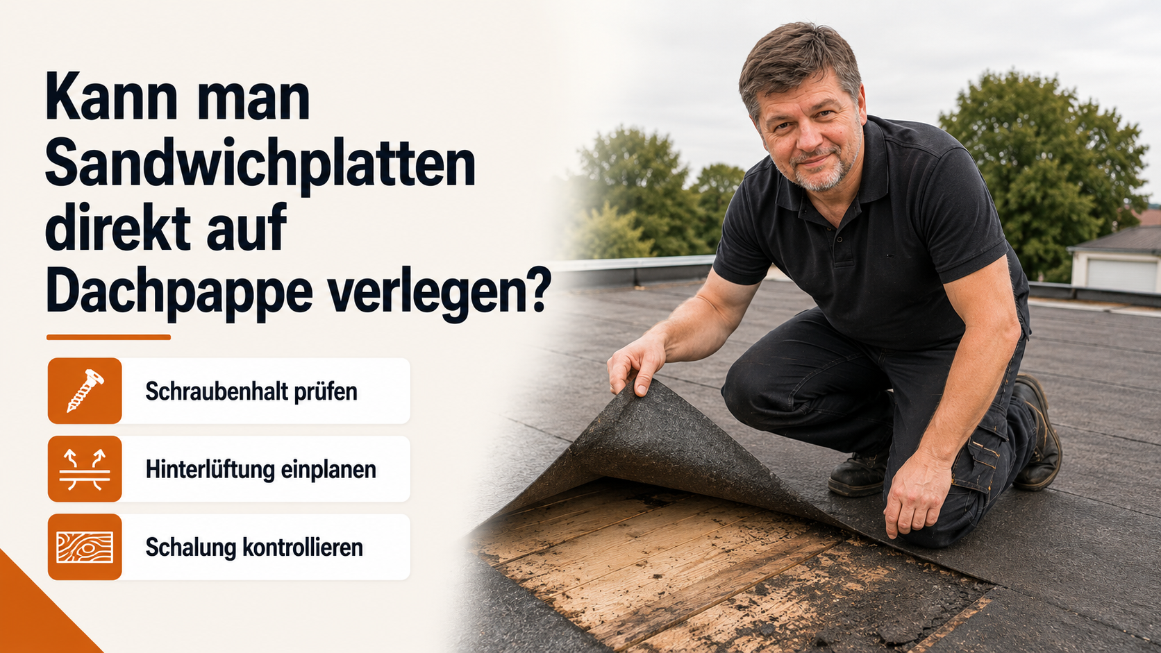 Kann man Sandwichplatten direkt auf Dachpappe verlegen?
