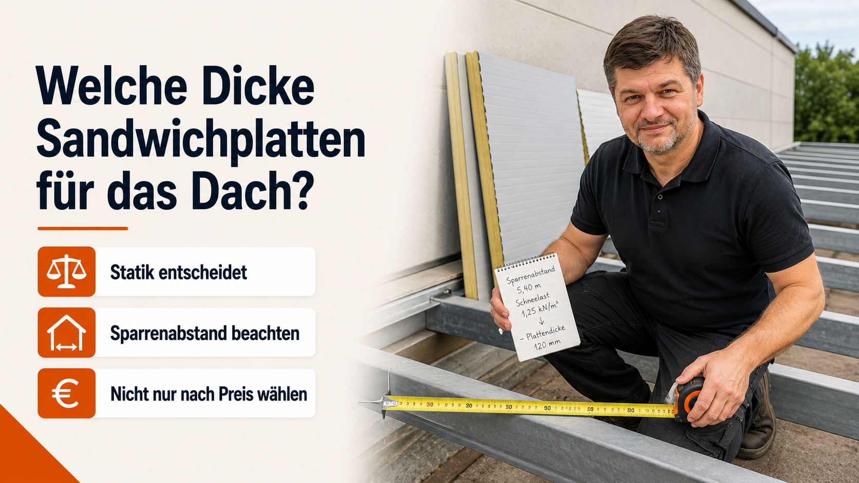 Welche Dicke Sandwichplatten für das Dach?