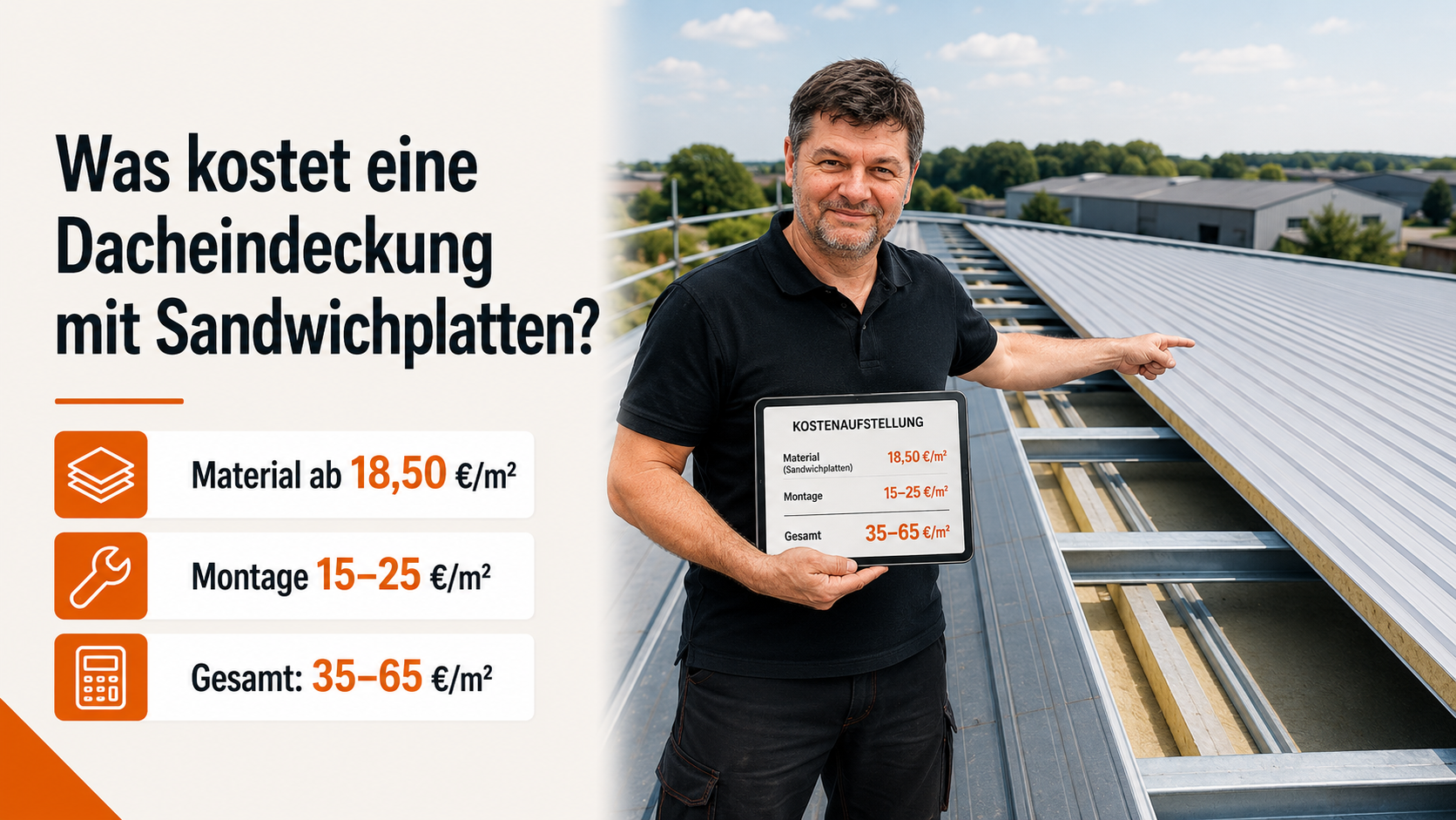 Was kostet eine Dacheindeckung mit Sandwichplatten?