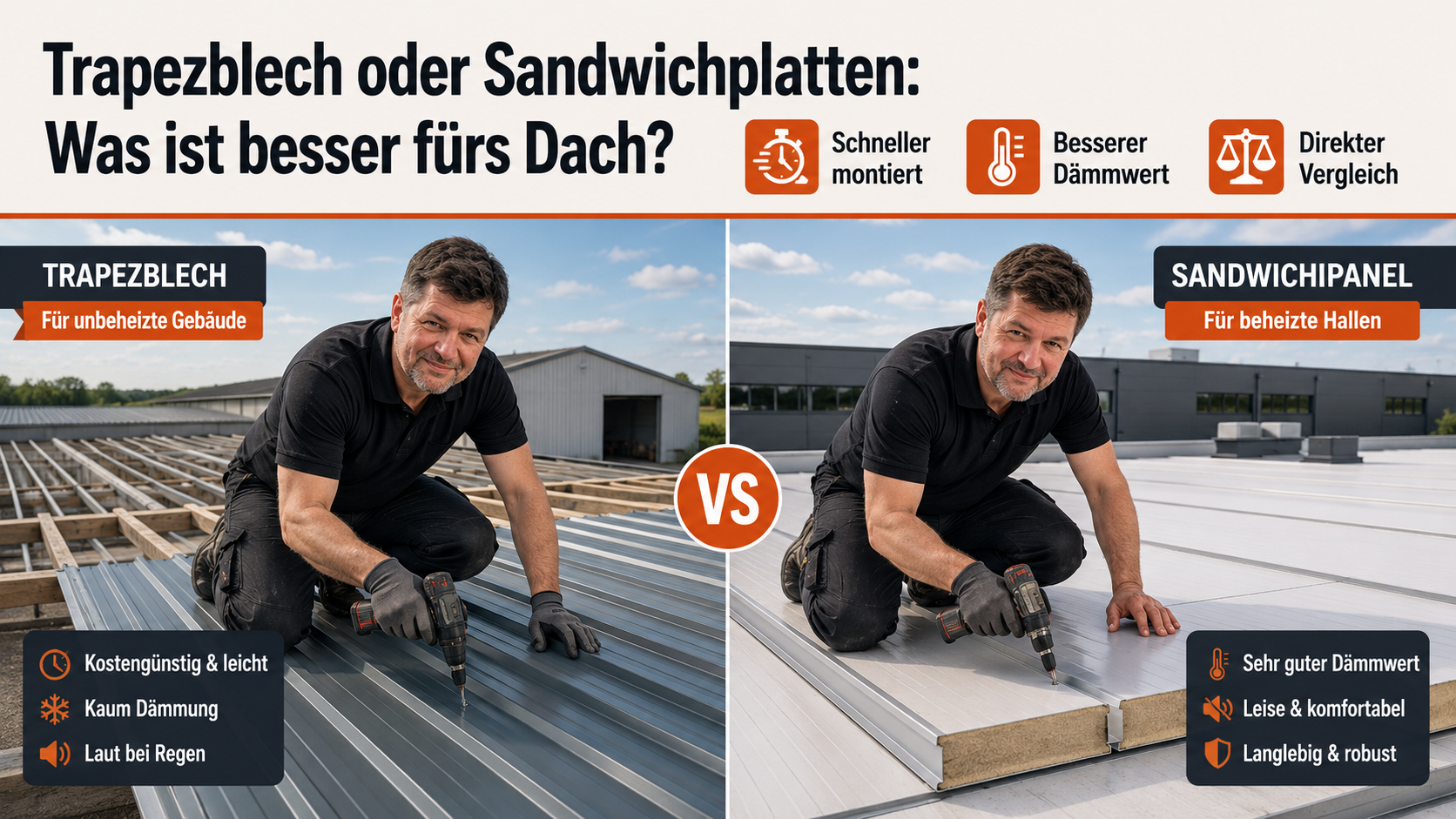 Was ist besser fürs Dach: Trapezblech oder Sandwichplatten?