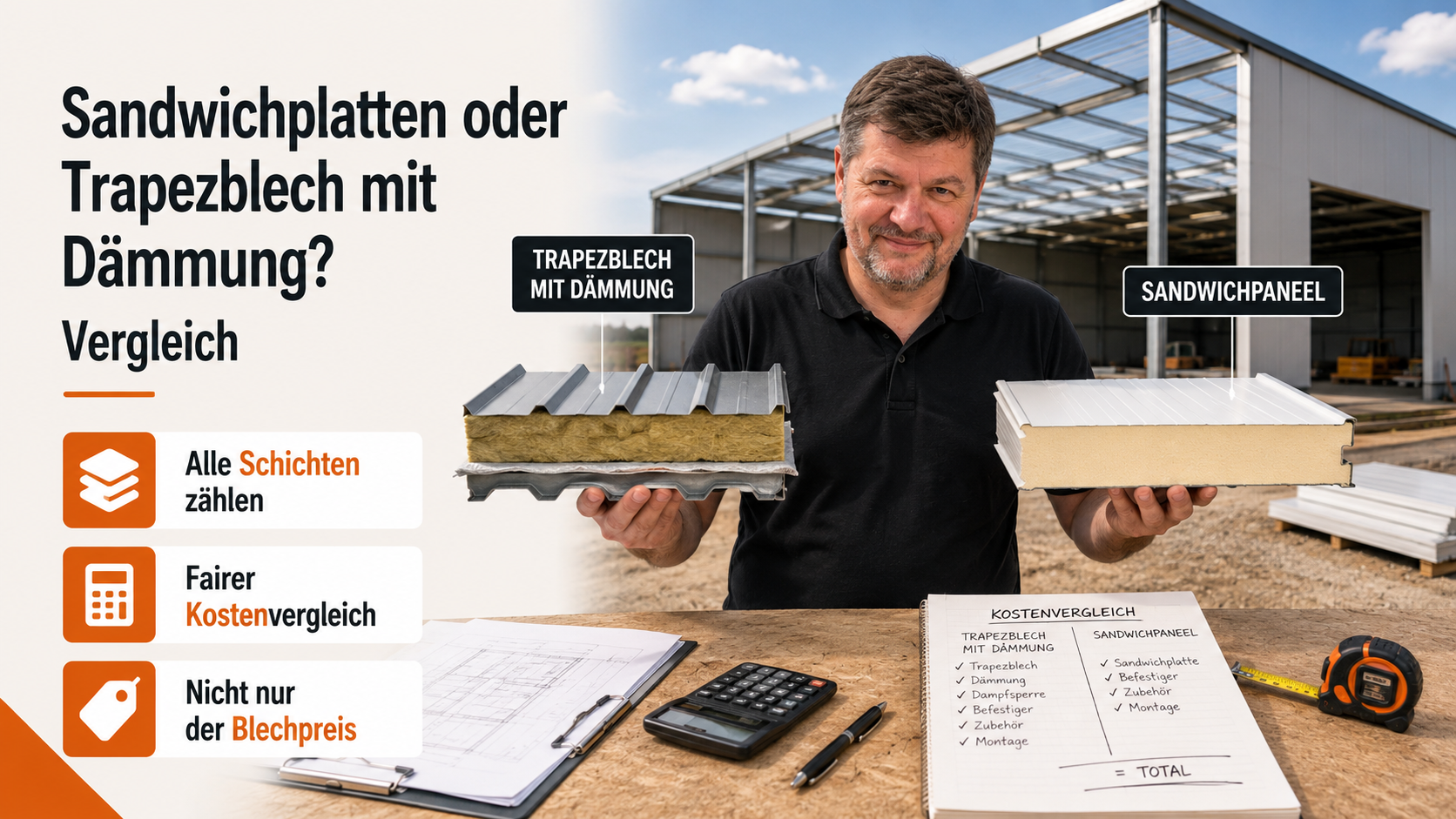 Sandwichplatten oder Trapezblech mit Dämmung? Vergleich