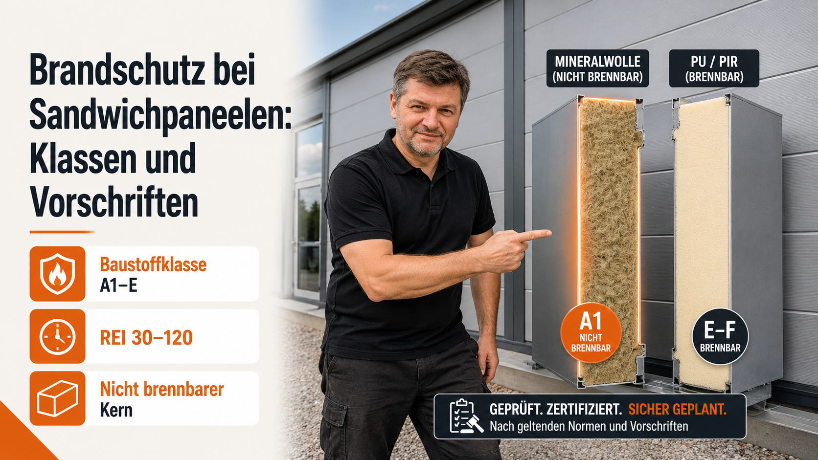 Brandschutz bei Sandwichpaneelen: Klassen und Vorschriften