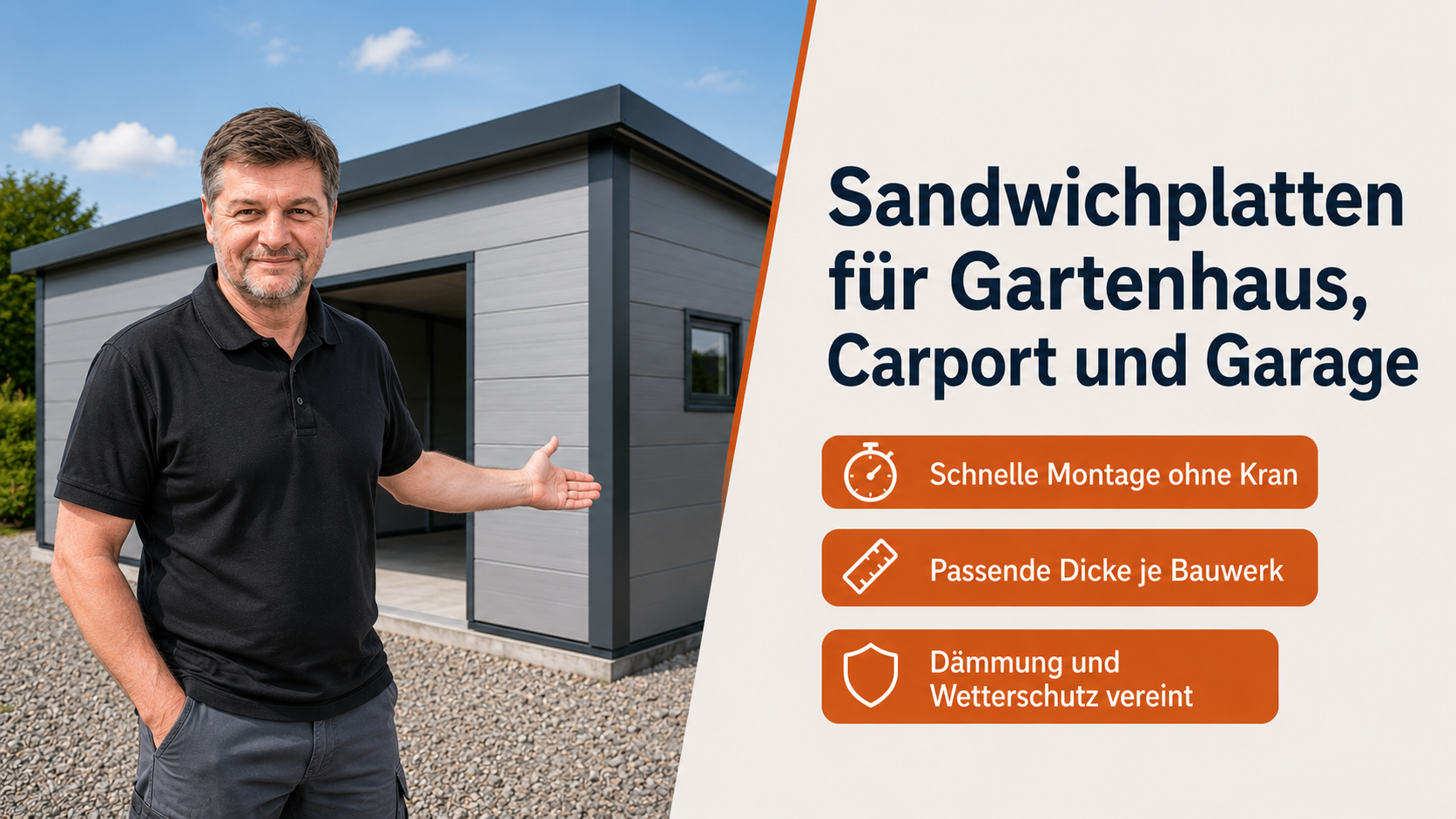 Sandwichplatten für Gartenhaus, Carport und Garage