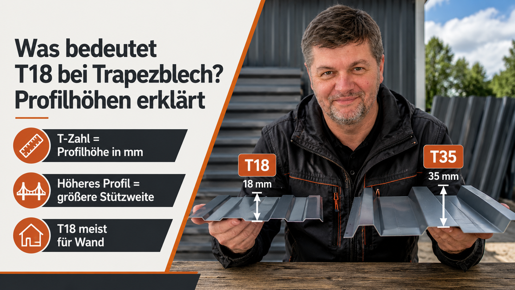 Was bedeutet T18 bei Trapezblech? Profilhöhen erklärt
