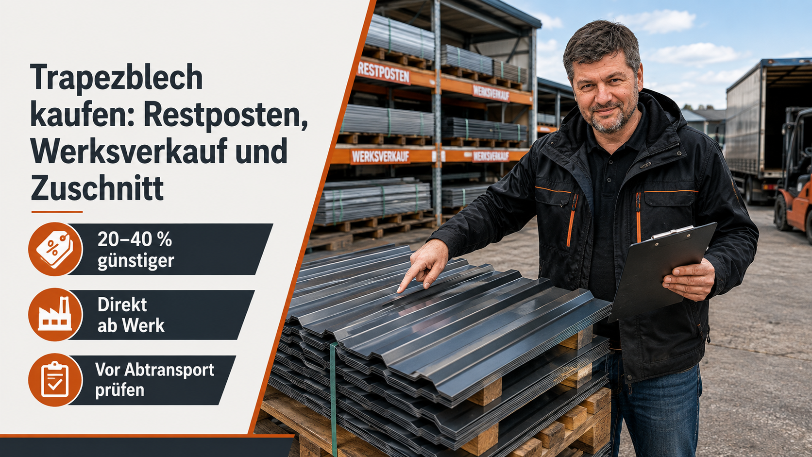 Trapezblech kaufen: Restposten, Werksverkauf und Zuschnitt