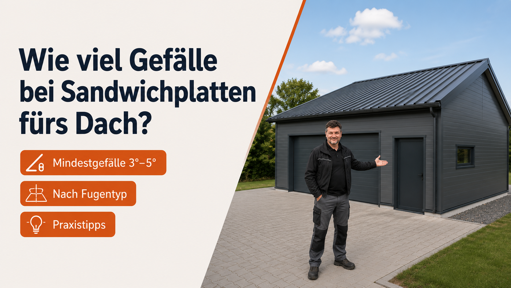 Wie viel Gefälle bei Sandwichplatten fürs Dach?