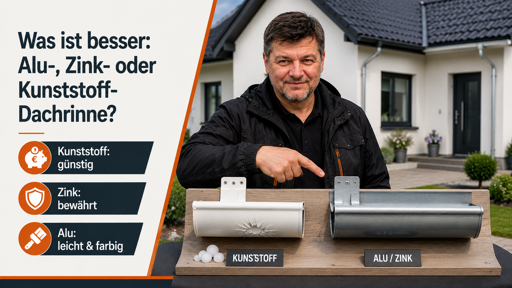 Was ist besser: Alu-, Zink- oder Kunststoff-Dachrinne?