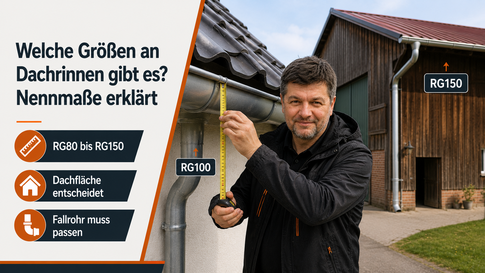 Welche Größen an Dachrinnen gibt es? Nennmaße erklärt