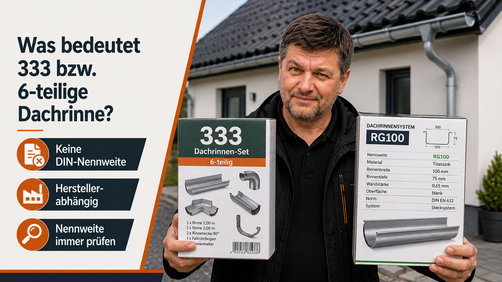 Was bedeutet 333 bzw. 6-teilige Dachrinne?