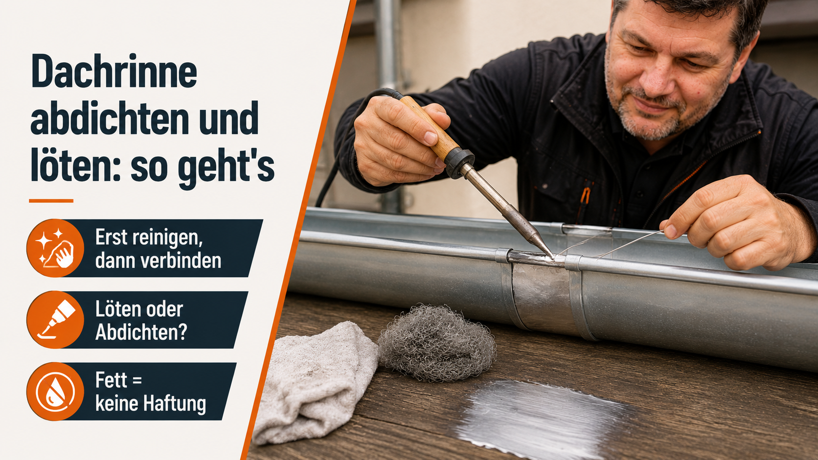 Dachrinne abdichten und löten: so geht's
